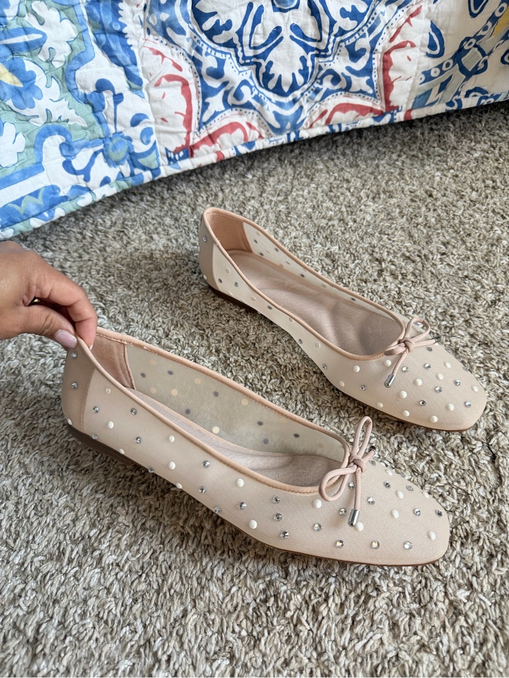 Gianni Bini Nude Pink Studded Ballet Flats